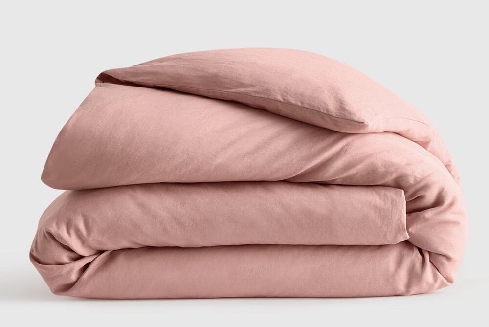 Quince European Linen Duvet Cover Full/Queen Rose Pink Button Closure New In Bag
